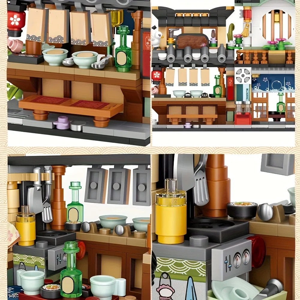 บล็อกตัวต่อสร้างแบบจำลองบ้านถนนอิซากายะสุดสร้างสรรค์ ชุดตัวต่อ MOC DIY ขนาดเล็ก ประกอบเองได้ มากกว่า 300 ชิ้น เหมาะสำหรับเป็นของขวัญ