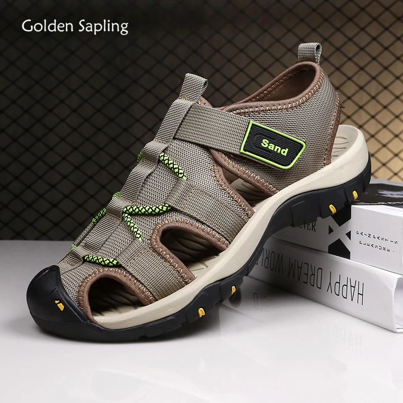 

Golden Sapling Summer Shoes for Men Fashion Beach Footwear Breathable Men's Sandals Retro Outdoor Trekking Sandal Casual Flats