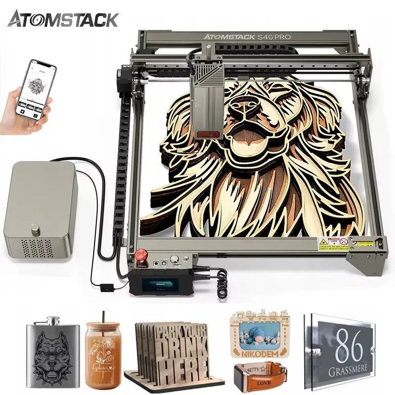 ATOMSTACK A40 S40 X40 Pro 210W High Performance CNC  Machine with Air Assisted Wood Cutting Metal L aser Engraving Machine