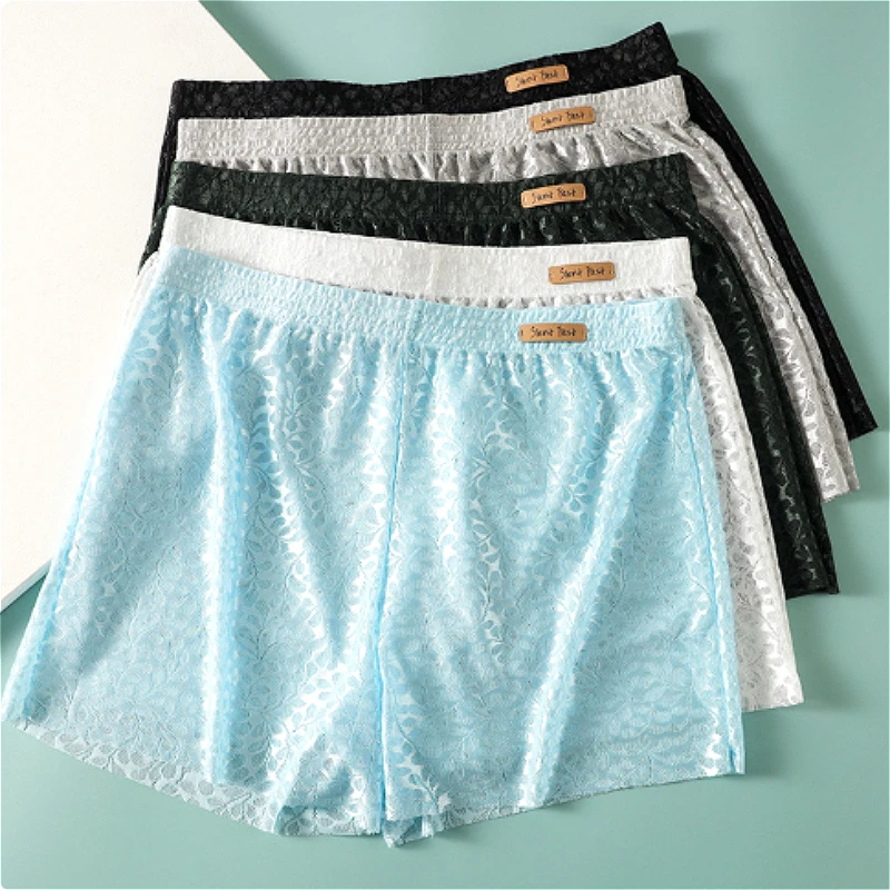 Lace Boxers Mens Underwear Ice Silk Sports Flat Aro Shorts Silky Men Sleep Bottoms See-Through Youth Short Pants Beachwear Шорты