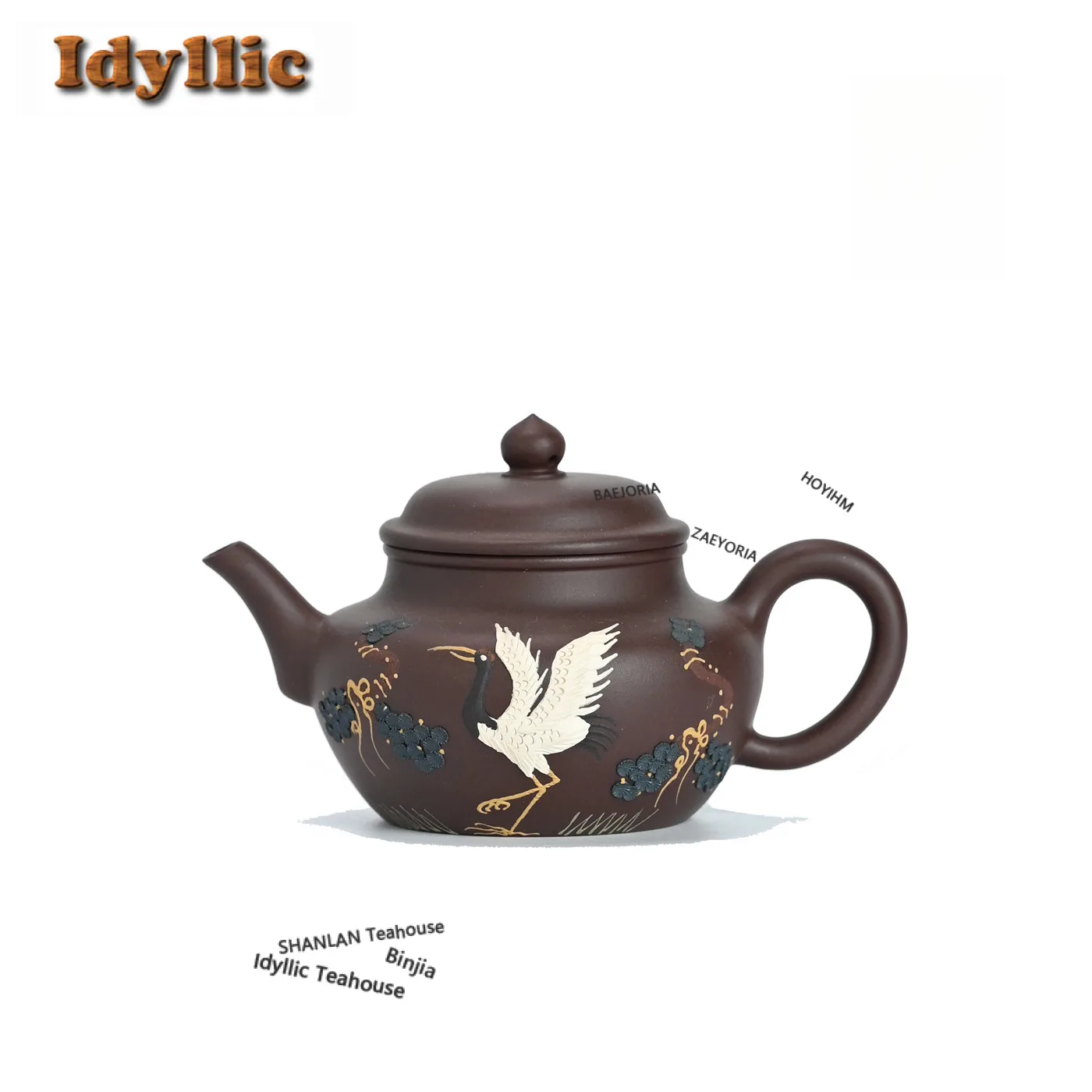 

160ml Classic Yixing Purple Clay Teapots Handmade Clay Painted Crane Duozhi Pot Raw Ore Mud Kettle Chinese Zisha Tea Set Craft