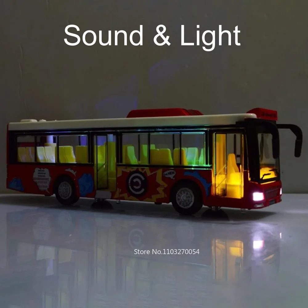 1/36 Einzel bus autos Spielzeug Modell Druckguss legierung Fahrzeuge Gummireifen Metall körper Sound Licht zurückziehen Spielzeug Geburtstags geschenke für Kinder