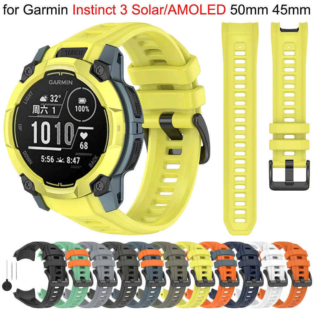 For Garmin Instinct 3 AMOLED 50mm 45mm Official Silicone Strap Instinct E 3 Solar 45mm 50mm Quick Release Watchband Replacement