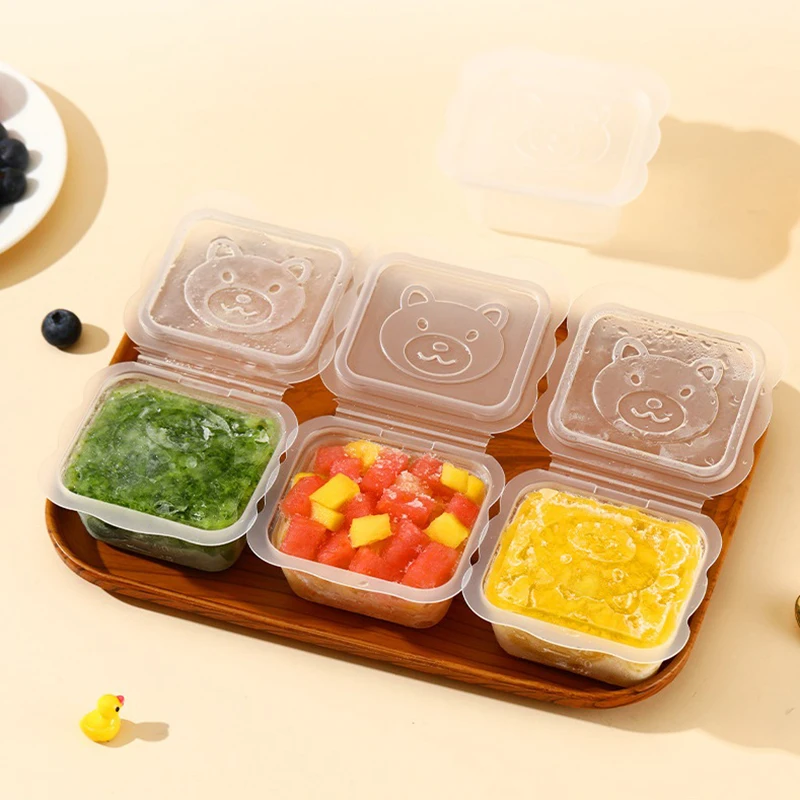 6pcs Cartoon Bear Microwave Food Storage Container For Kid Child Sushi Fruit Snack Bento Box Picnic School Lunch Box Small Bowl