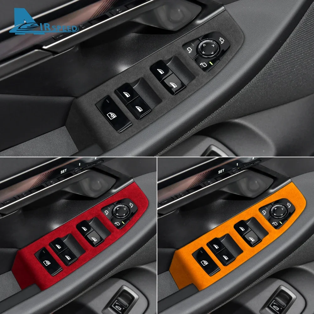 

For BMW G60 5 Series 2024 2025 Car Door Window Lift Panel Cover 2023 2024 Switch Panel LHD RHD Car Interior Trim ABS Top Suede