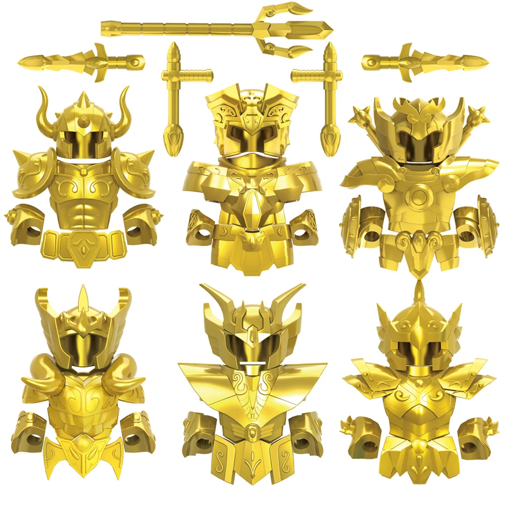 Briques de construction Golden Douze Saints Armor pour enfants, Anime Rick Mini, figurine d'action, accessoires Moc, jouets pour enfants, CQ17, CQ22, CQ11