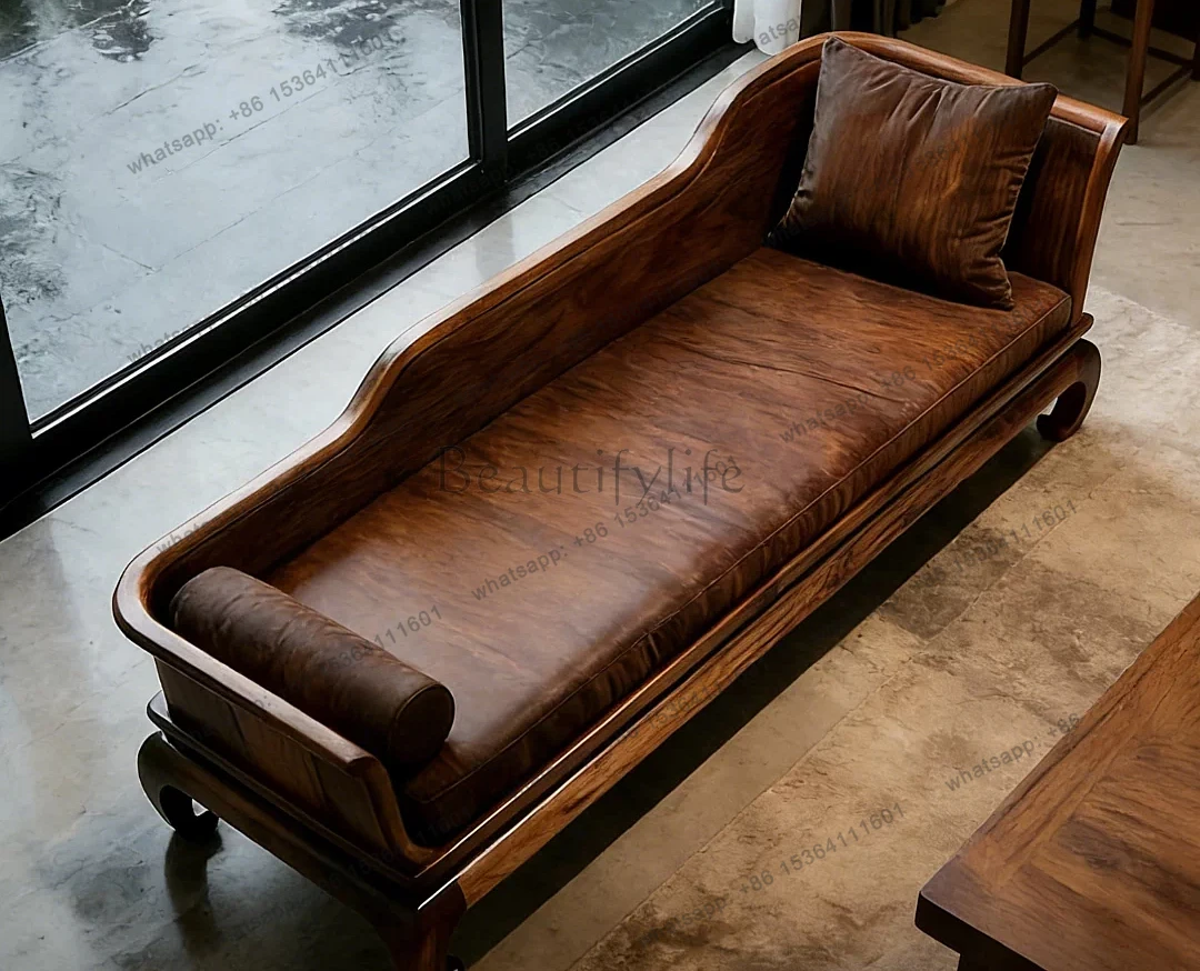 New Chinese Zen North American black walnut solid wood chaise longue lazy lounge chair customization