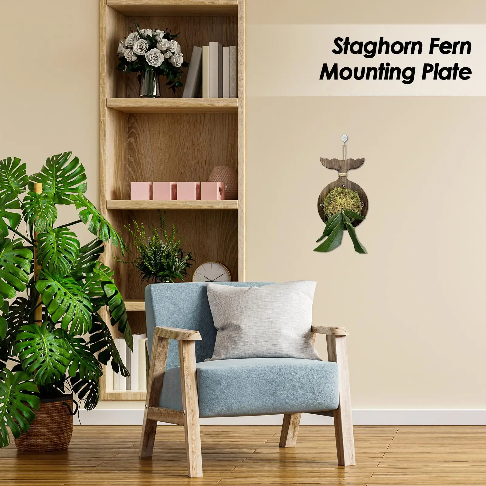 Staghorn جدار تصاعد مجلس Staghorn حامل جدار زراعة مجلس توفير المساحة Platycerium بساتين الفاكهة جبل لوازم للشرفة #2