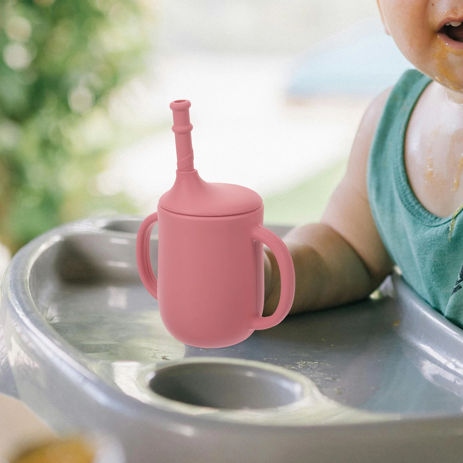 

Силиконовая детская соломинка для воды, тренировочная чашка для воды для малышей, детские чашки для питья, прочная чашка для тренировки малышей с защитой от проливания розы