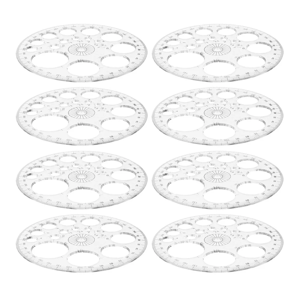 

8Pcs Clear Circle Protractor 360 Degree Plastic Geometry Drafting Tool for School Office Architects Professionals