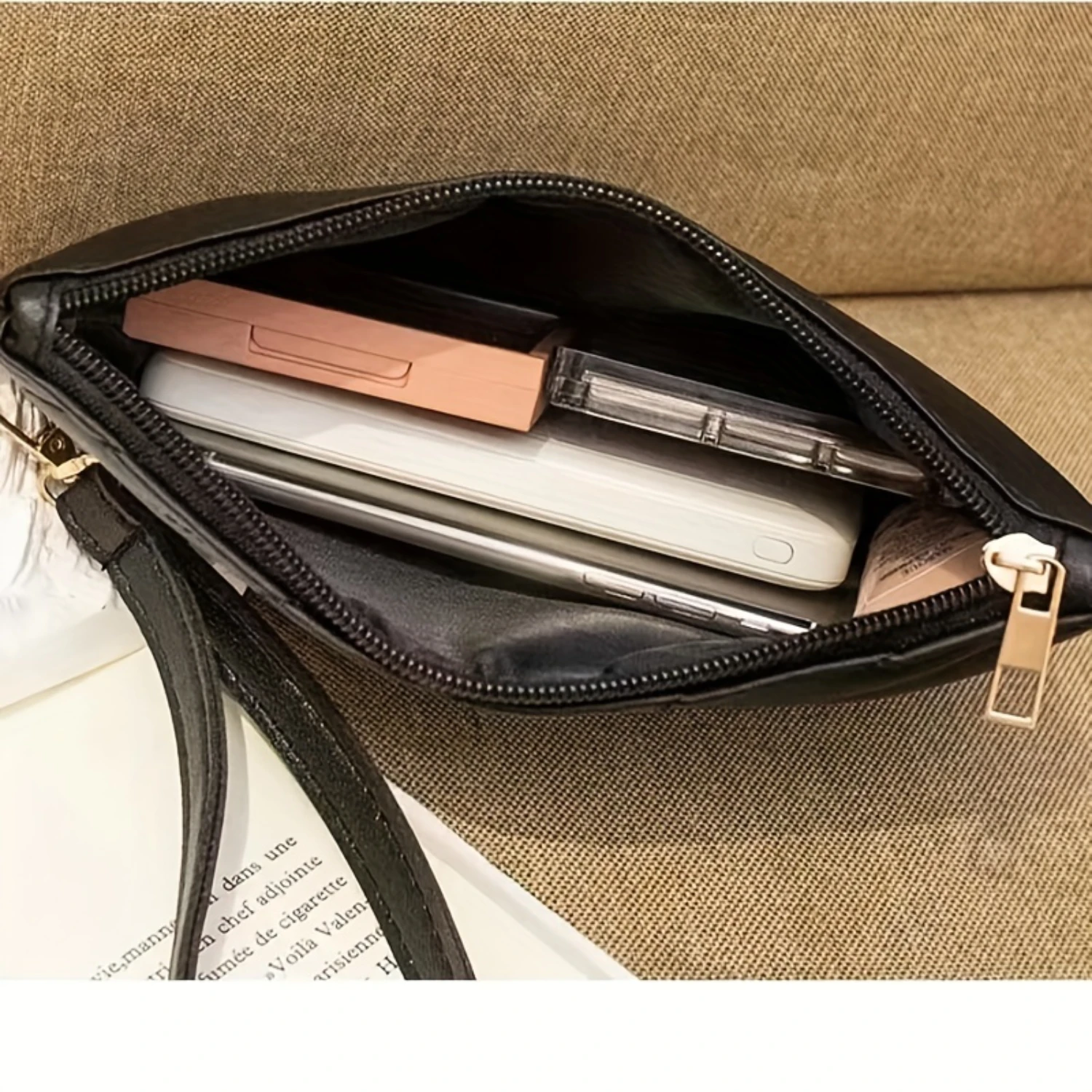 محفظة بمقبض ذو سعة كبيرة مع محفظة معصم من الجلد الصناعي بسحاب للعملات المعدنية، حقيبة هاتف محمول للاستخدام اليومي، موضة، للخروج #4