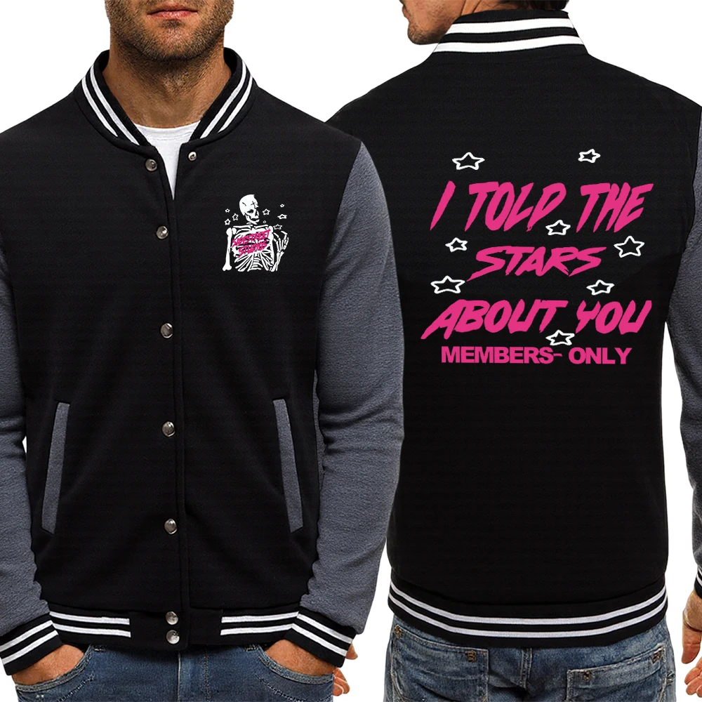

I Told The Stars About You Letter Design Men Sportswears Button Fleece Jacket Soft Vintage Pullovers Fashion Autumn Male Tops