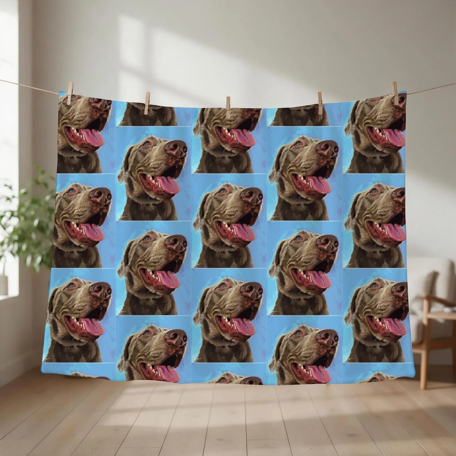Silver Labrador - Digital w/ background Throw Blanket couch cozy soft plush fuzzy picnic outdoor blanket