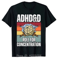Retro Vintage Roll For Concentration T-shirt Funny Gamer DM RPG Dice Dragon T Shirt Streetwear Oversized Tshirt