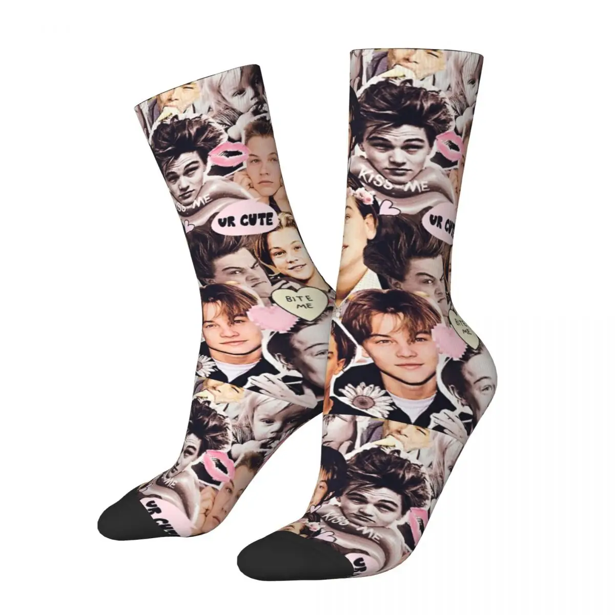 Men's Women's Vintage Leonardo DiCaprio Collage Socks Warm Casual Titanic Leo Socks Quality Middle Tube Socks Birthday Present