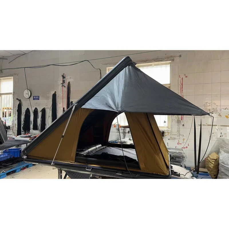 High Quality Large Space Slim Triangular Aluminum Hard Shell Car Rooftop Tent Designed For 2 To 3 Persons Self-driving Camping