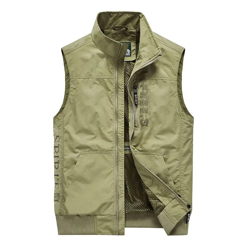 

Men Vest Sleeveless Jacket Military Pockets Zipper Quick Dry Sportswear Men Clothing Outdoor Fishing Hiking Coat Sports Casual