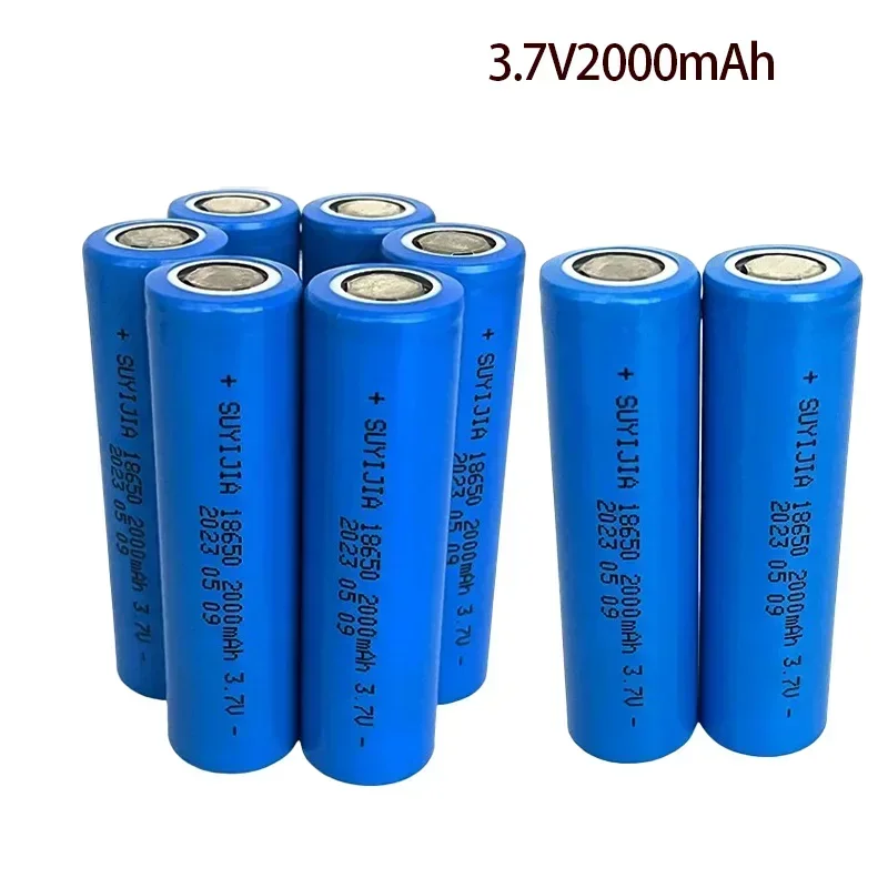 18650 Power Battery 3.7V2000mAh Rechargeable Lithium Battery Suitable for Bright Flashlight Camera Power Tool Backup Battery