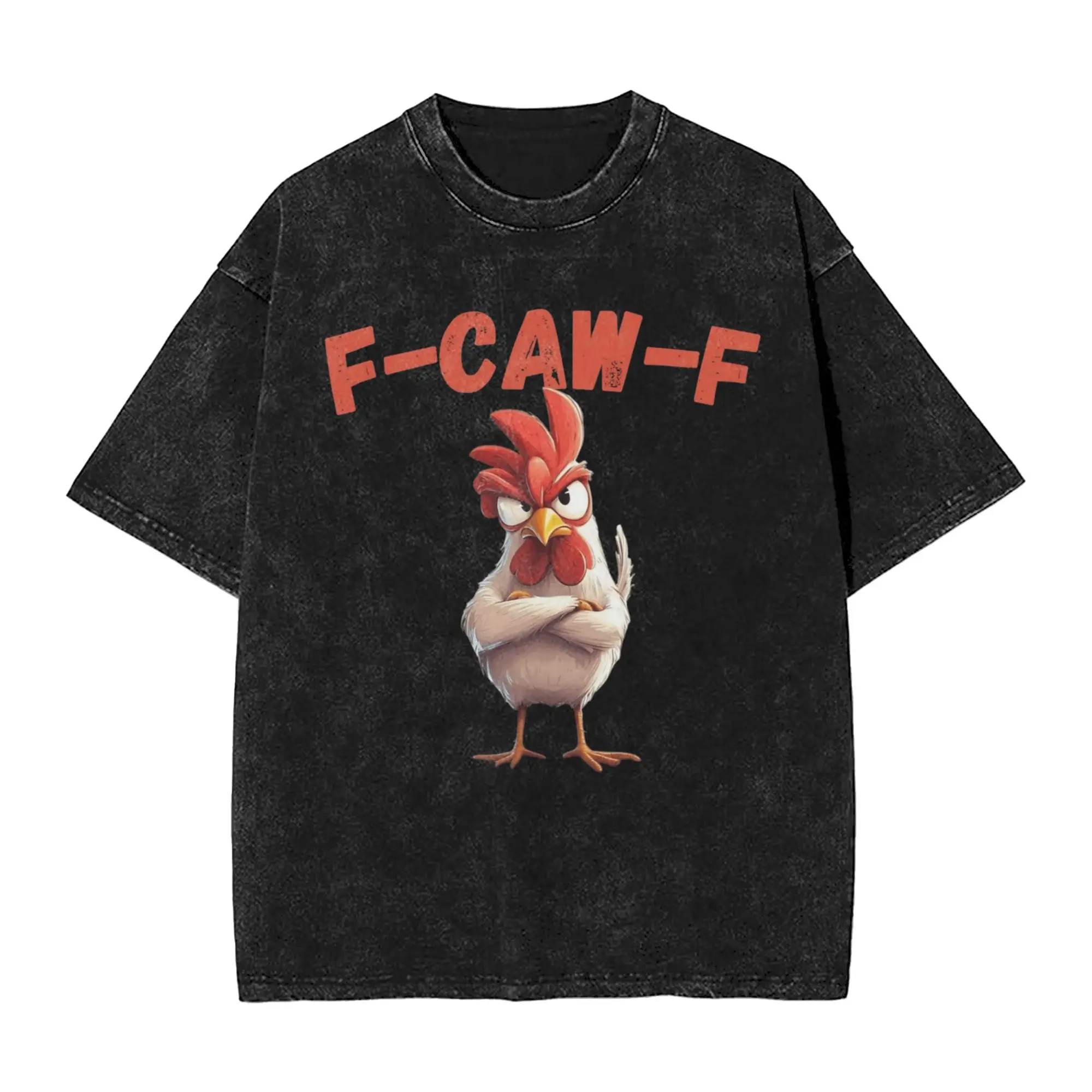 

F-Caw-F Funny Angry Chicken Rooster Pun Design T Shirts Men Cotton Funny T-Shirts O Neck Tee Shirt Short Sleeve Clothing Summer