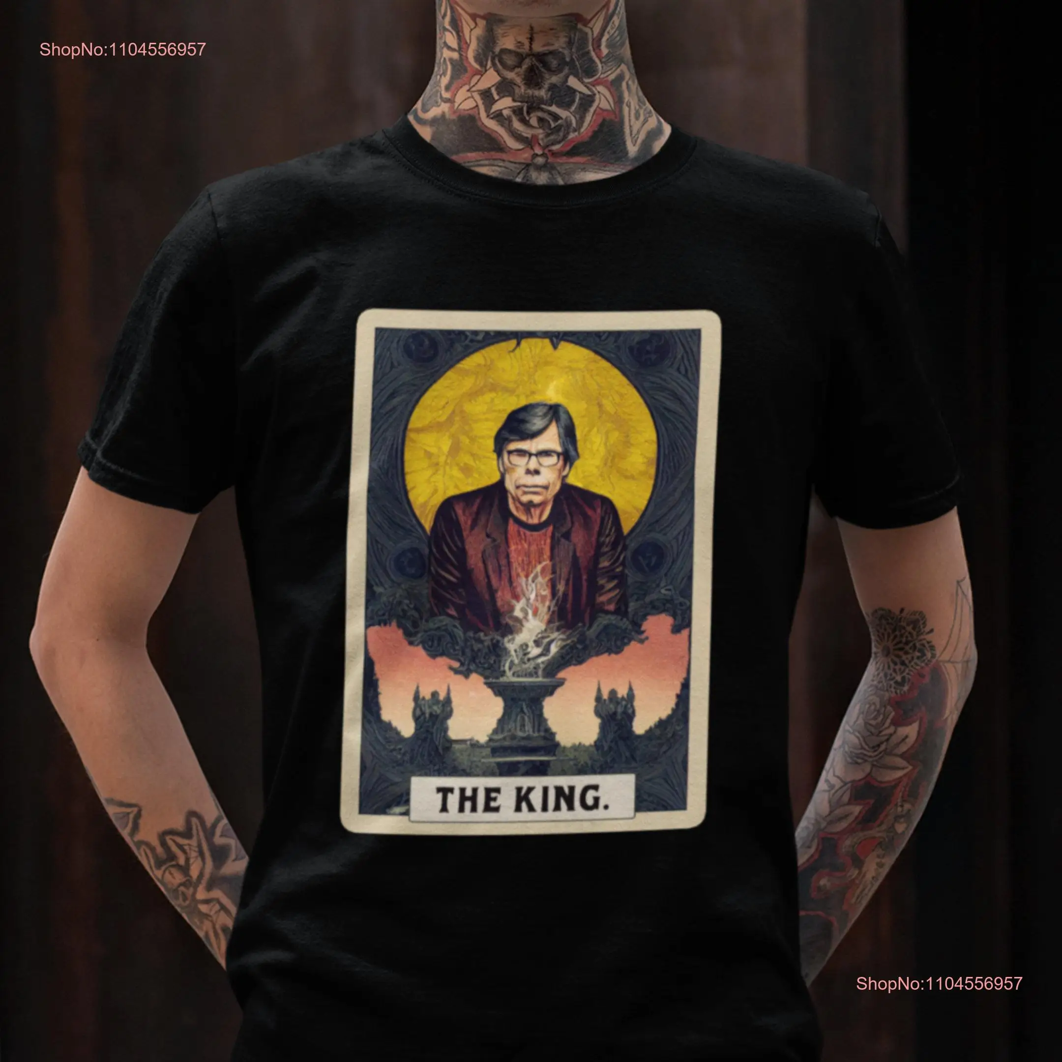 Stephen King Tarot Card T Shirt The Shirthirt Horror Author Writer Reader long or short sleeves