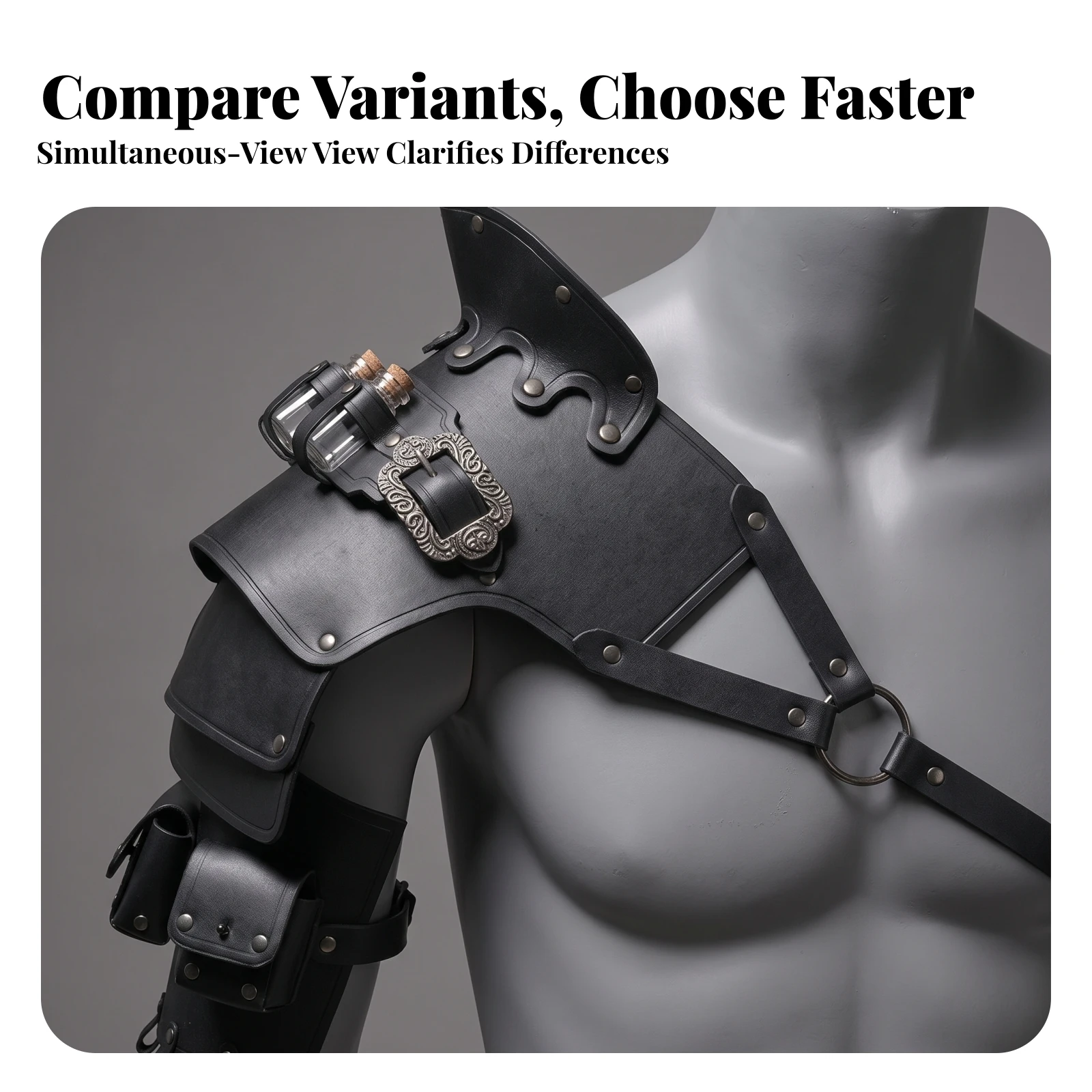 Pauldron Knight Shoulder Protection with Straps Cosplay Shoulder Guard Viking Gothic for Cosplayers, Medieval Faires