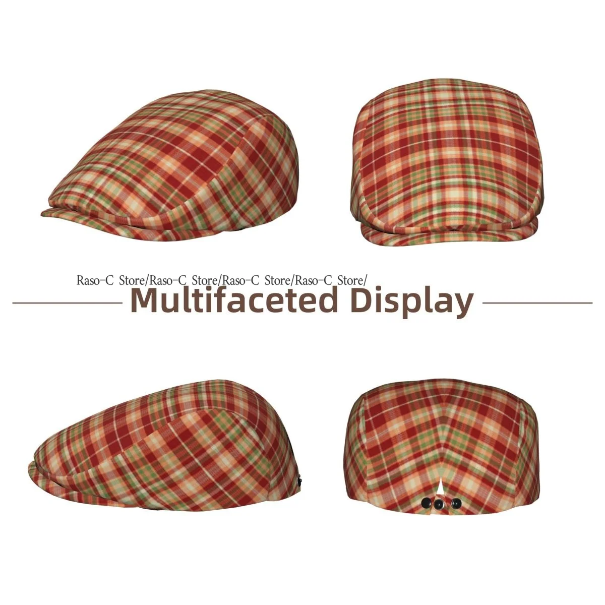 Adult Flat Cap Tartan Plaid Pattern Unisex British Style Newsboy Cap Ivy Peaked Hat Casual Outdoor Driving Beret Hat