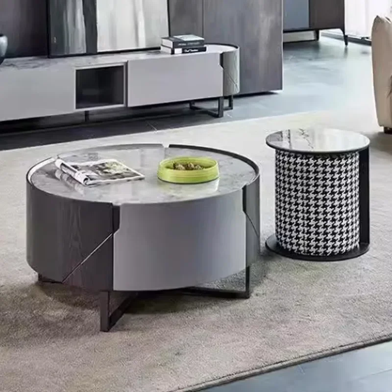

Nordic coffee table, round and irregular in size, mother and child, living room furniture, floor cabinet combination, glass brow