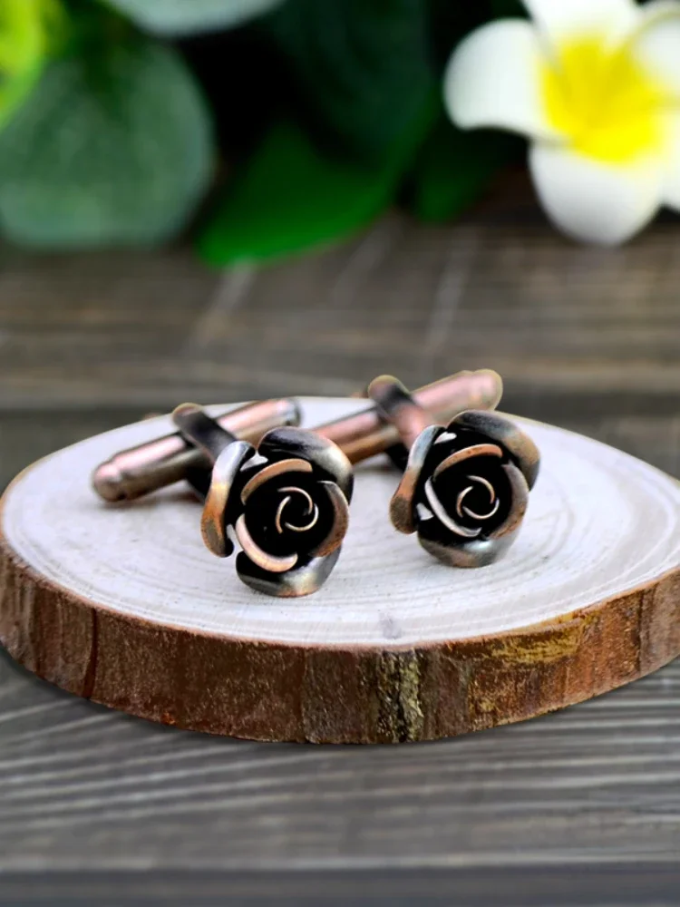 Classical Copper Rose Cufflink Cufflinks Men's Retro Nostalgic Metal Cufflinks French Shirt Buttons