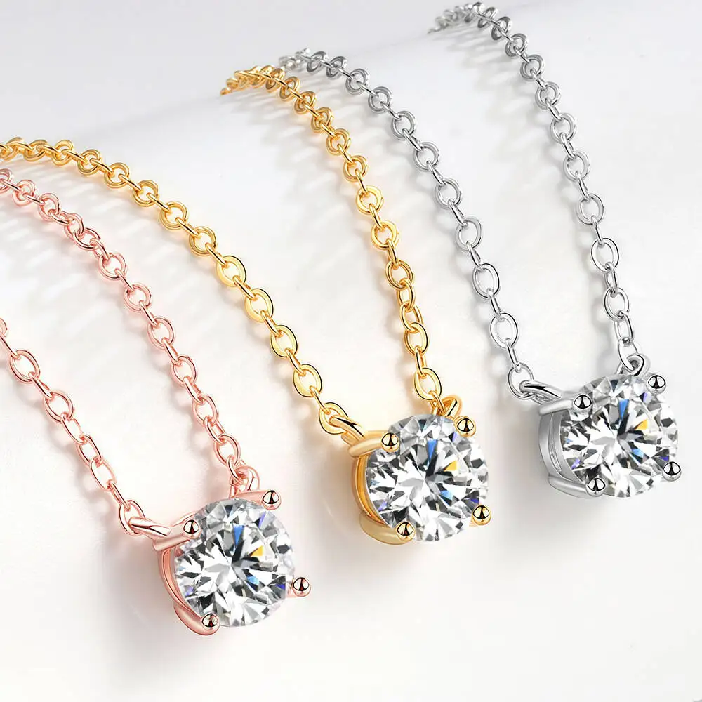 TY 925 Sterling Silver Moissanite Women's Necklace 1-5 Carat Moissanite Three Colors D Color With Certificate Fine Ewelry Gift
