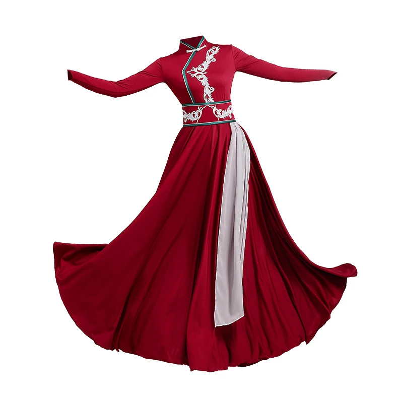 Robe de performance de danse mongole pour femmes, style ethnique adulte, grande jupe balançoire, jupe de performance de danse pour enfants, 600, nouveau