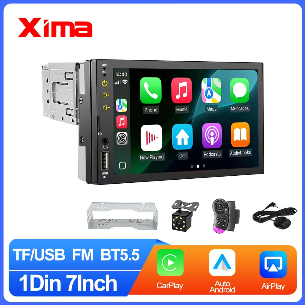 1 Din Car  Radio Multimedia Player 7 Inch Touch Screen Carplay auto Autoradio Stereo Video Universal 1din Auto Radio Audio MP5