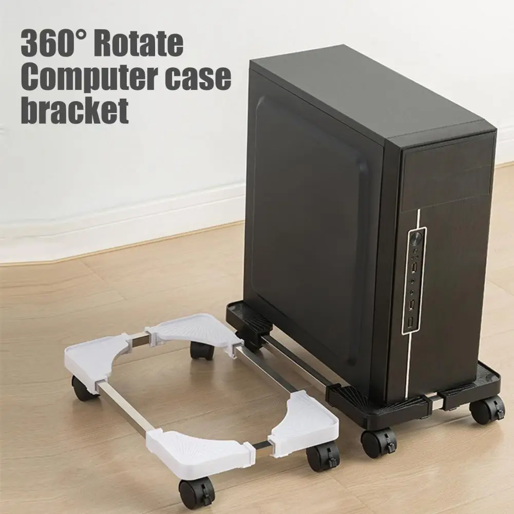 Mobile CPU Stand Adjustable Computer Tower Holder with 4 Locking Wheels Easy to Move Ventilated PC Stand Storage Holder