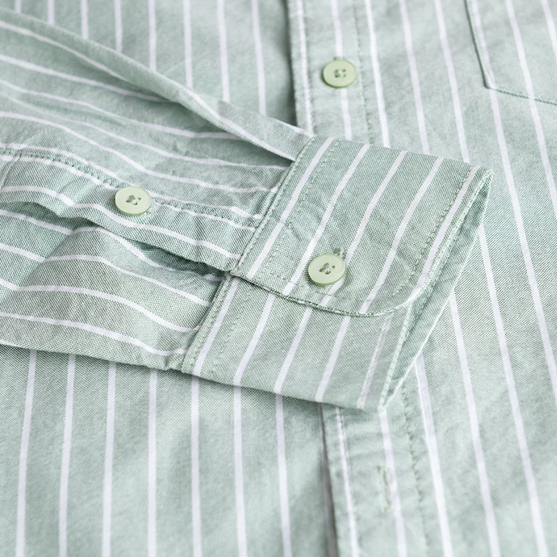 

Новая мужская рубашка в полоску с длинным рукавом, 100% хлопок, повседневная одежда с карманами, 6 вариантов расцветки, размеры M-3XL.