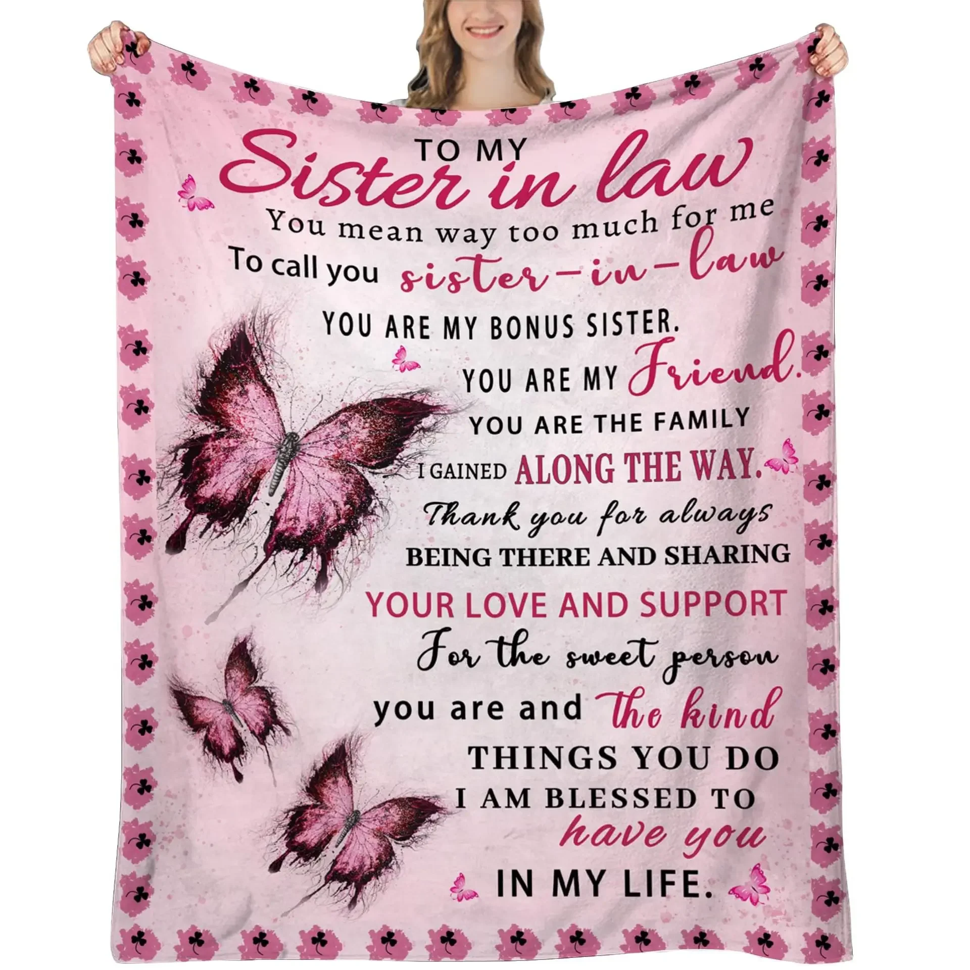 Soft Envelope Blanket Pink Purple Flannel Blanket for Sister Mom Dad Aunt Best Friend New Year Gift Christmas Gift Birthday Gift