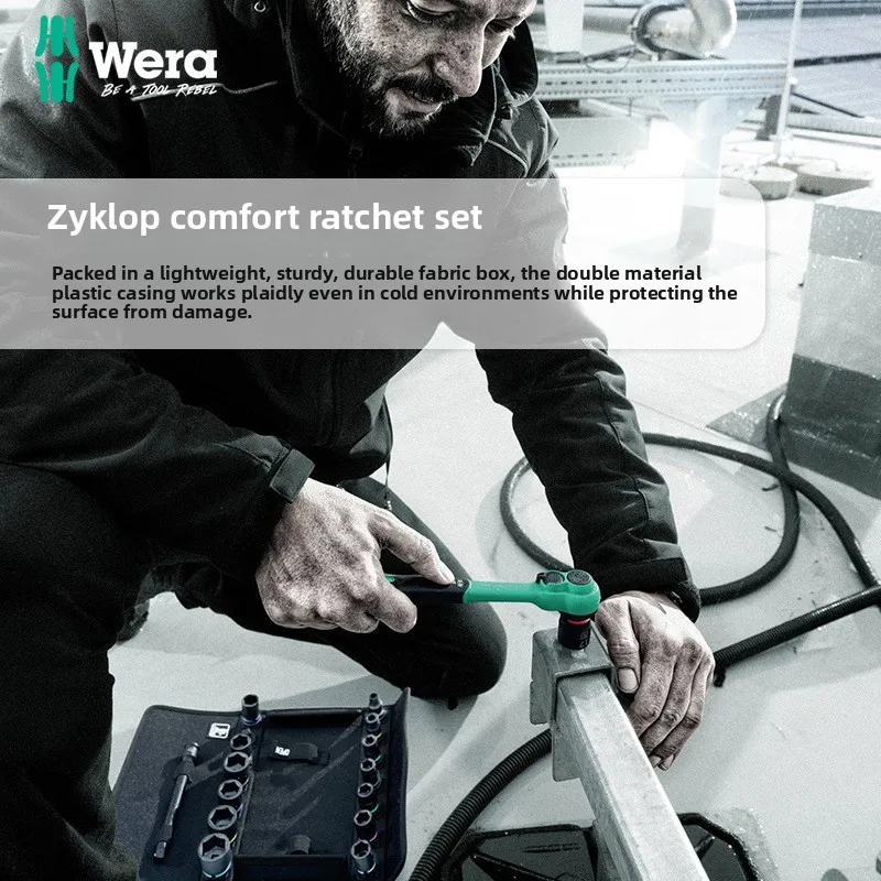 مقبض بسقاطة مريح من Wera الألمانية 3/8 مجموعة مقابس مترية 8100B