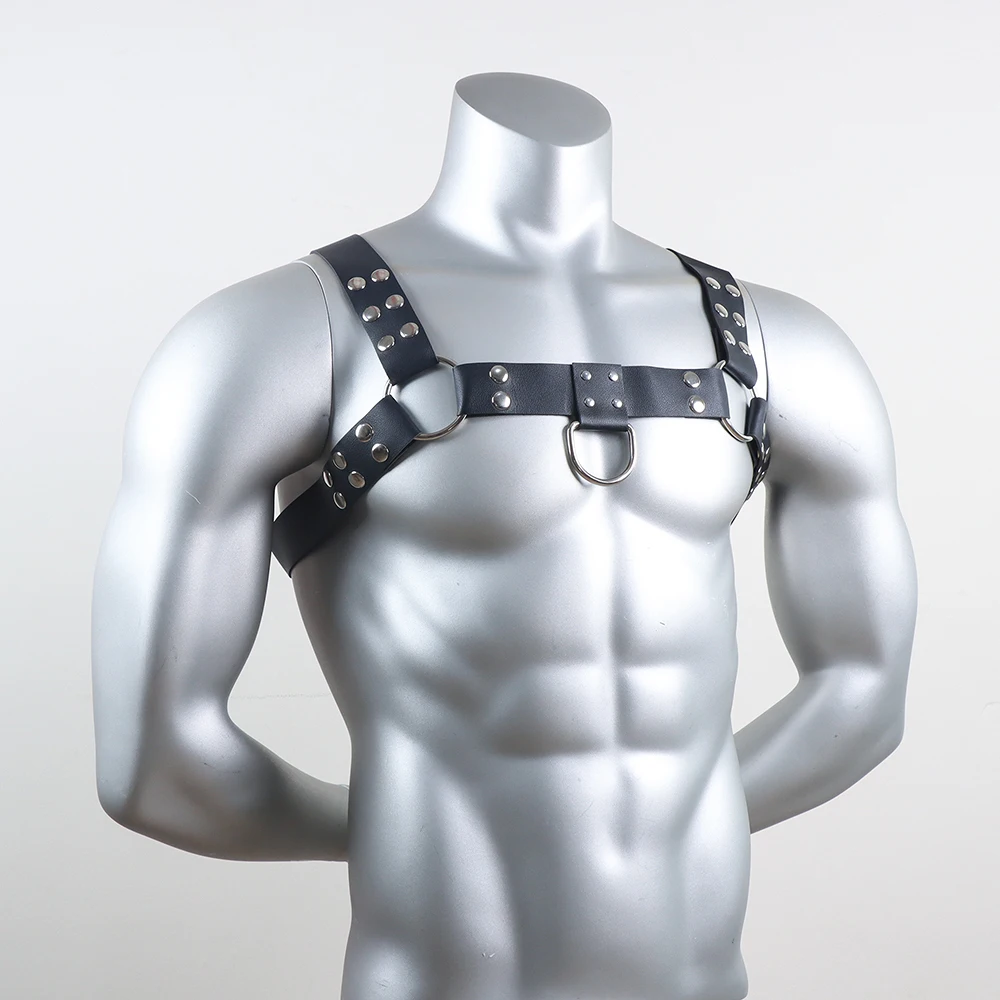 Male Lingerie Leather Harness Bondage Strap Men Adjustable Fetish Gay Sexual Body Chest Harness Belt Punk Rave Costumes for Sex