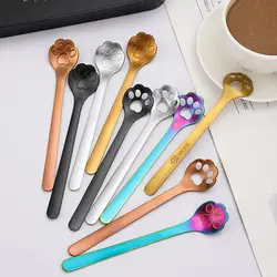 Hollow Dessert Tea Accessories Ice Cream Cartoon Cat Claw Coffee Stirring Spoons Dog Paw Spoon Kitchen Tableware