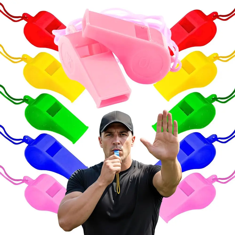 12pcs High Pitch Plastic Sports Whistle with Nylon Lanyard for Coach PE Teacher, Soccer Baseball Game, Birthday Party Favors YMY