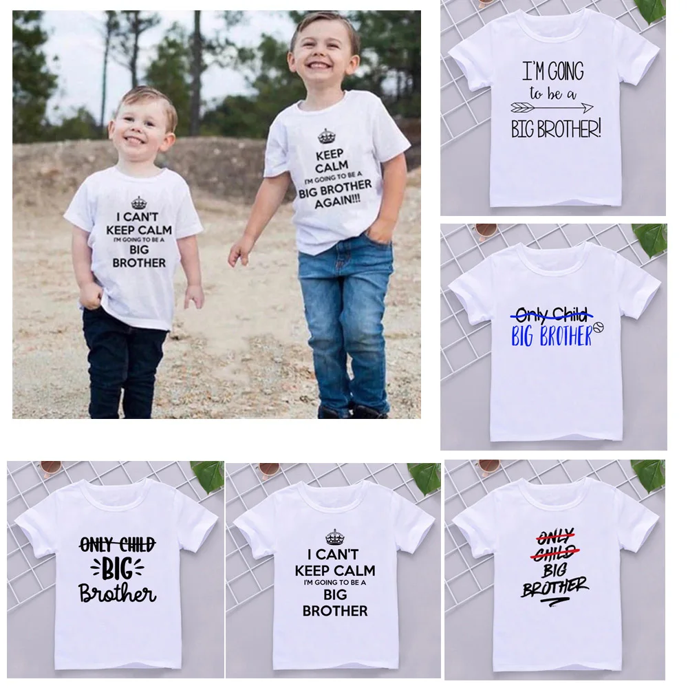 Funny I\'m Going To Be A Big Brother Again Children Boys Tshirt Kids Brother Matching Clothes Pregnancy Announcement Top Outfits