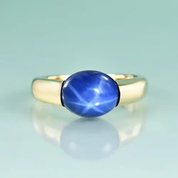 Gem's Beauty 8X10mm Oval Cut Lindy Lab Star Sapphire Birthstone Rings 925 Sterling Silver Gold Engagement Rings for Women