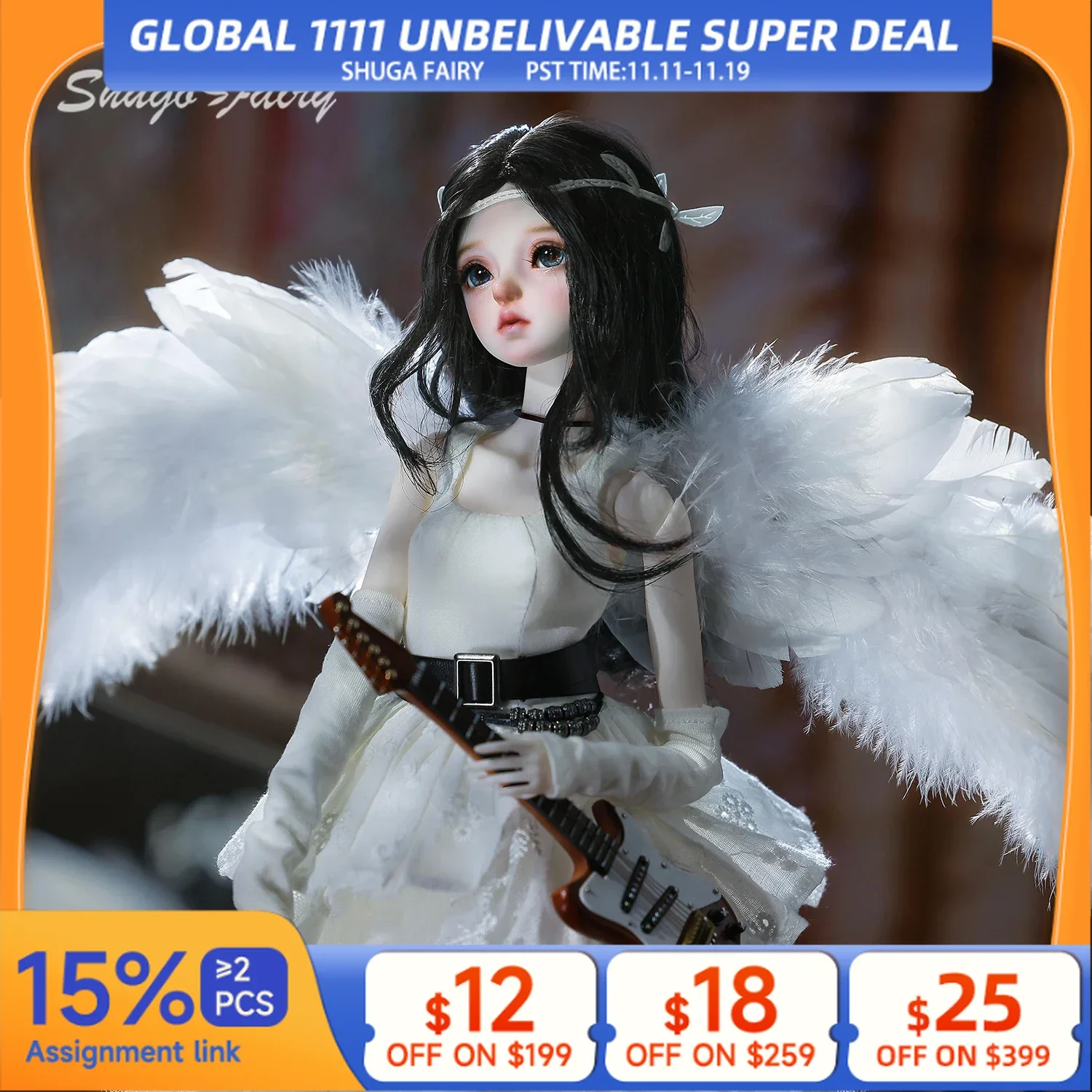 

Готическая панк-кукла BJD 1/4 Shugafairy Celia L, оригинальный дизайн, рок-ангел, съемные крылья, полный комплект из смолы