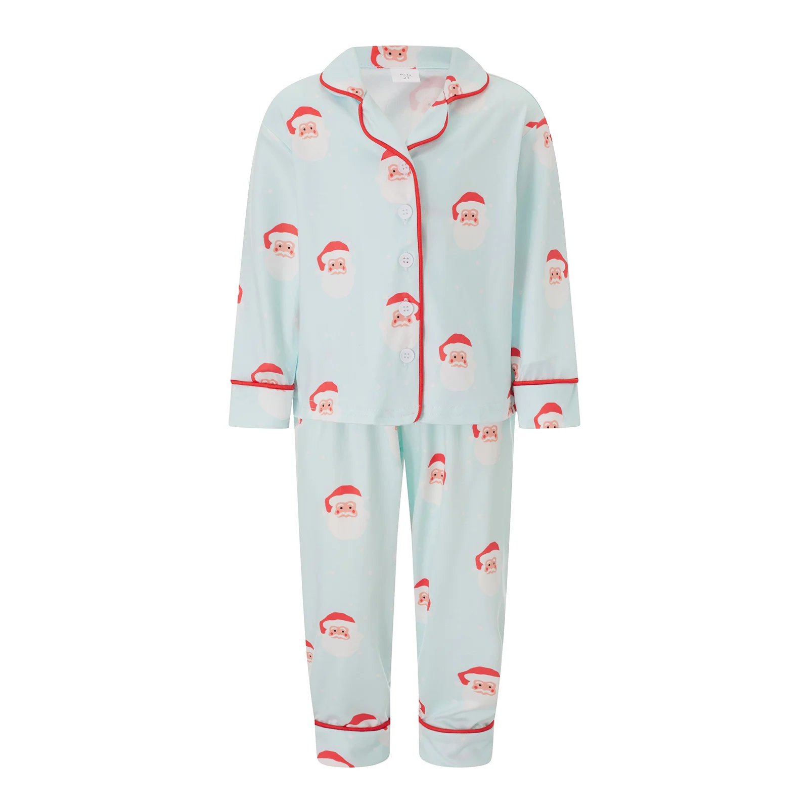 Family Matching Christmas Pajamas Sets Santa Claus Print Long Sleeve Button Shirts with Pants Holiday Pajamas Sleepwear