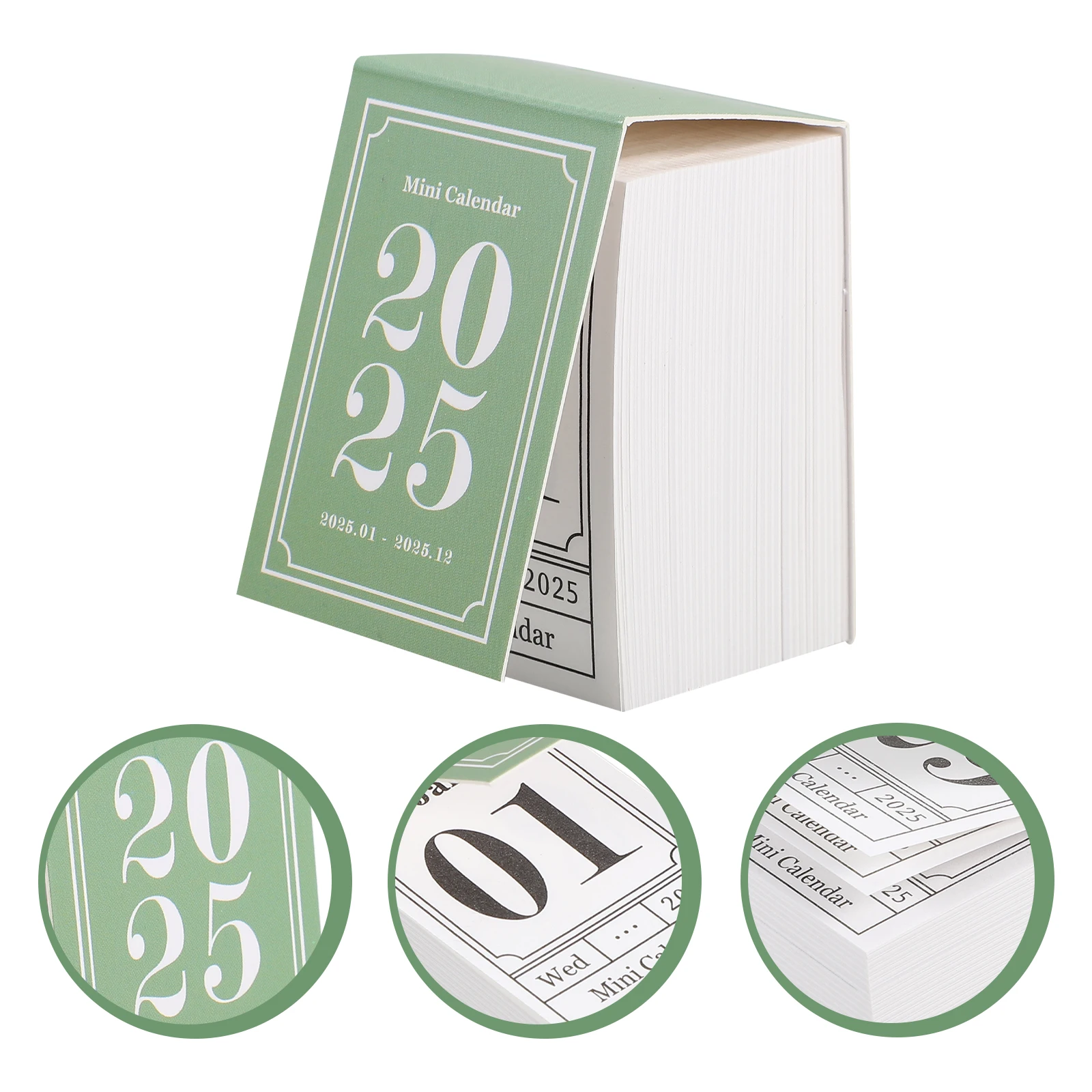

Mini Desk Calendar 2025 Small Table Standing Tear Off Norway Green Clear Prints Weekdays Office Home Use Paper