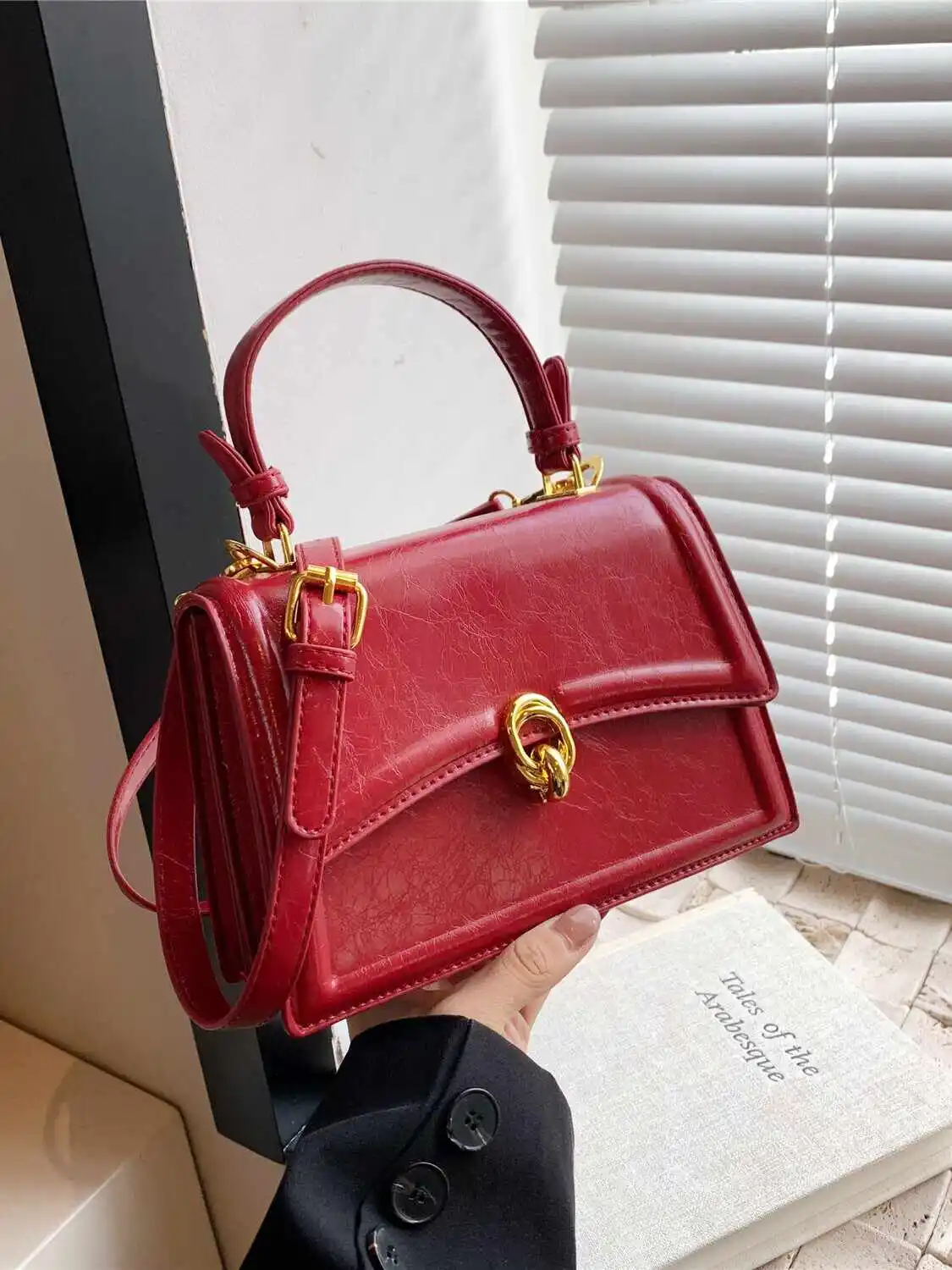 Women Texture Retro Crossbody Small Bag Solid Color PU Leather Handheld Small Square Bag Spring Autumn New Single Shoulder Bag