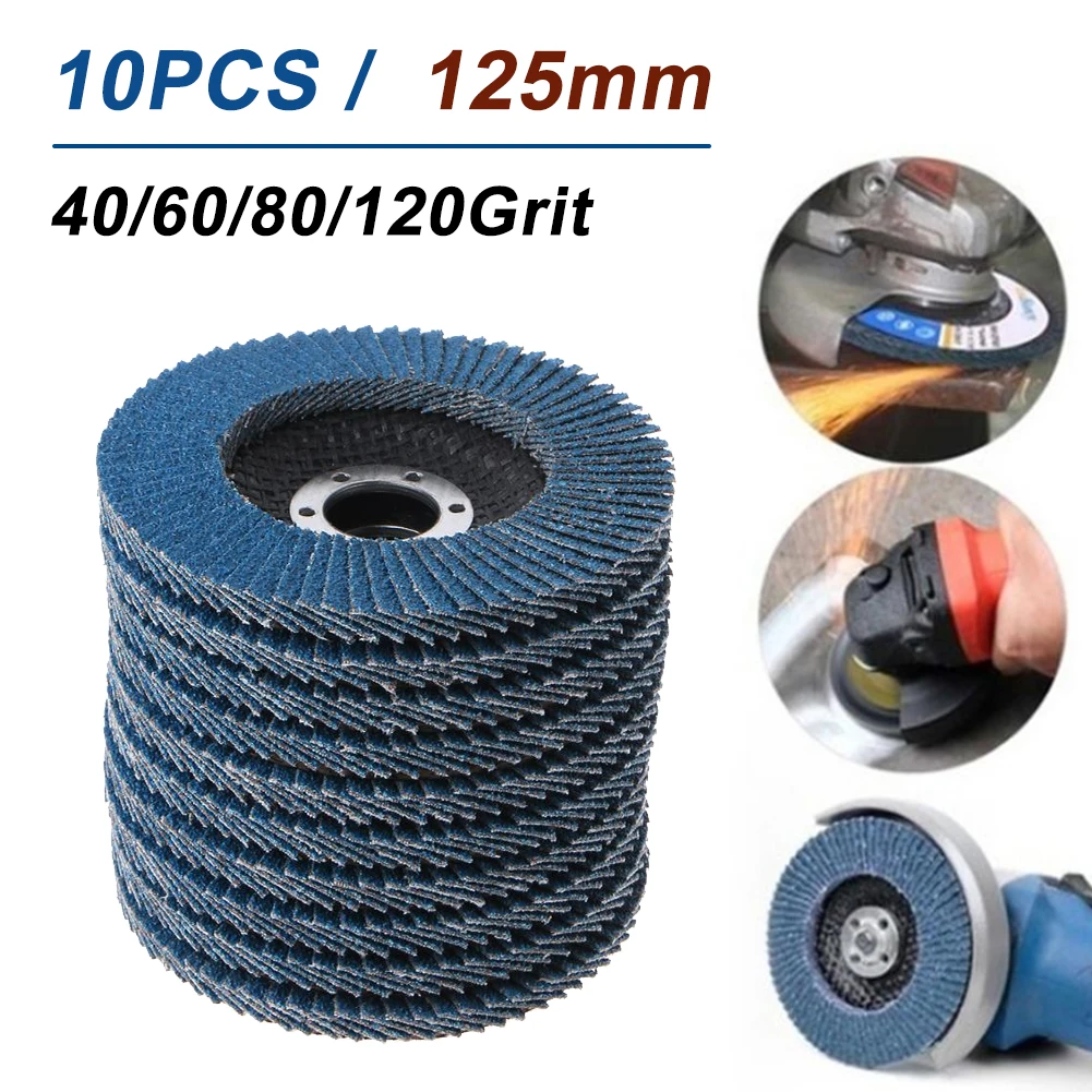 10PCS 125mm Professional Flap Discs 5 Inch Sanding Discs 40/60/80/120 Grit Grinding Wheels Blades For Angle Grinder Dropshipping