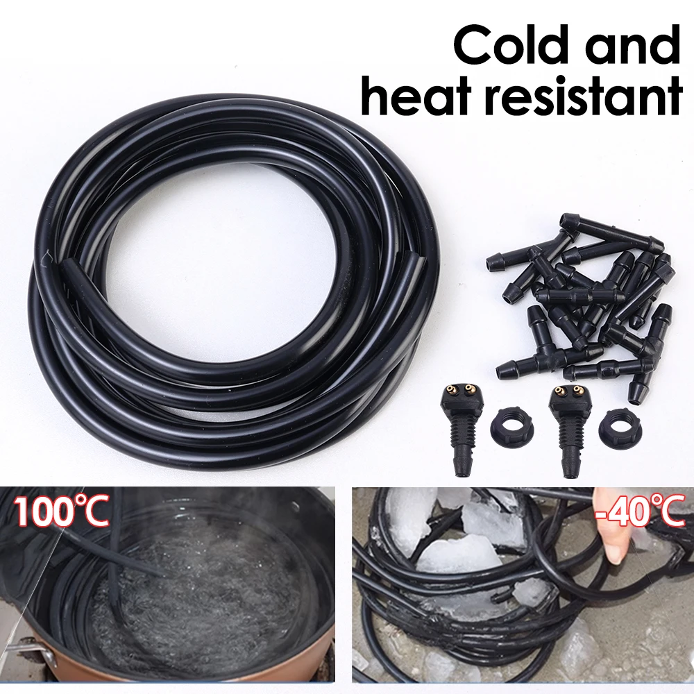 DIY All in One Car Wiper Washer Hose Set Wipers Spray Hose Fitting Car Windshield Washers Nozzle Washers Connection Hoses