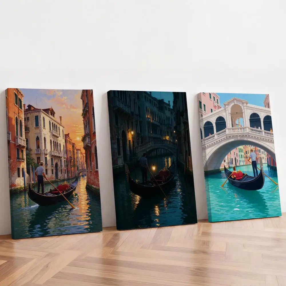 Venice Canal Gondola Painting Calligraphy Inner Frame Painting Perfect for Living Room Bedroom House Wall Decor
