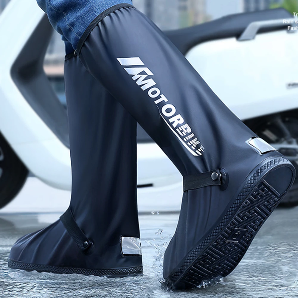 Motorcycle High Tube Rain Boots Waterproof Reflective Non-Slip Footwear Motorbike Cycling Bike Reusable Protection Accessories