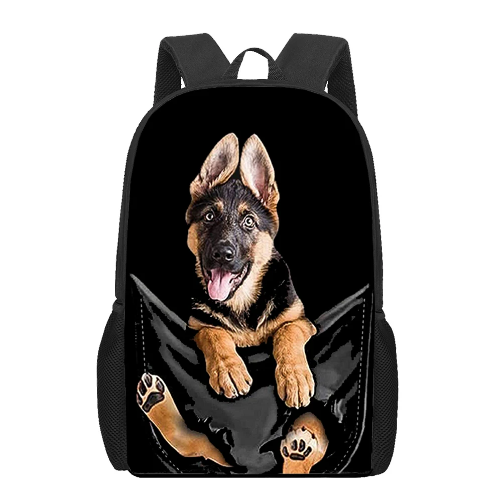 German Shepherd Dog 3D Pattern School Bag for Children Girls Boys Casual Book Bags Kids Backpack Boys Girls Schoolbags Bagpack