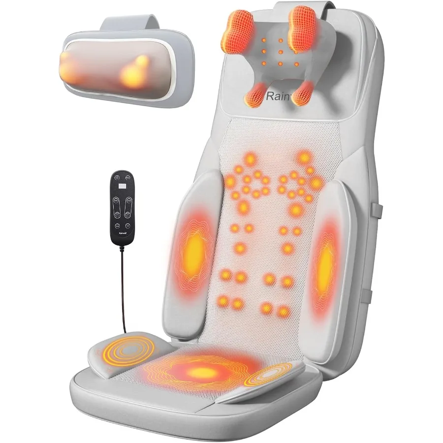 

Shiatsu Neck and Back Massage Cushion with Heat - 4D Deep Tissue Kneading Full-Back Massager for Relief Stress Adjustable Inten